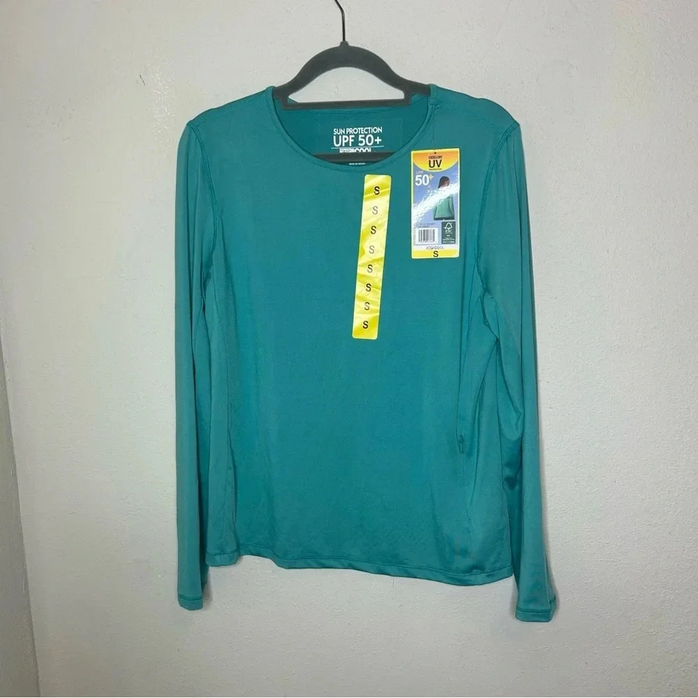 NWT Teal Green Rashguard Sun Protection Shirt Size Small